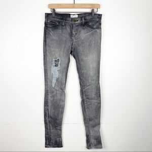 Current/Elliott Acid Wash Gray The Skinny Y2K Low Rise Ripped Skinny Jean EUC 26